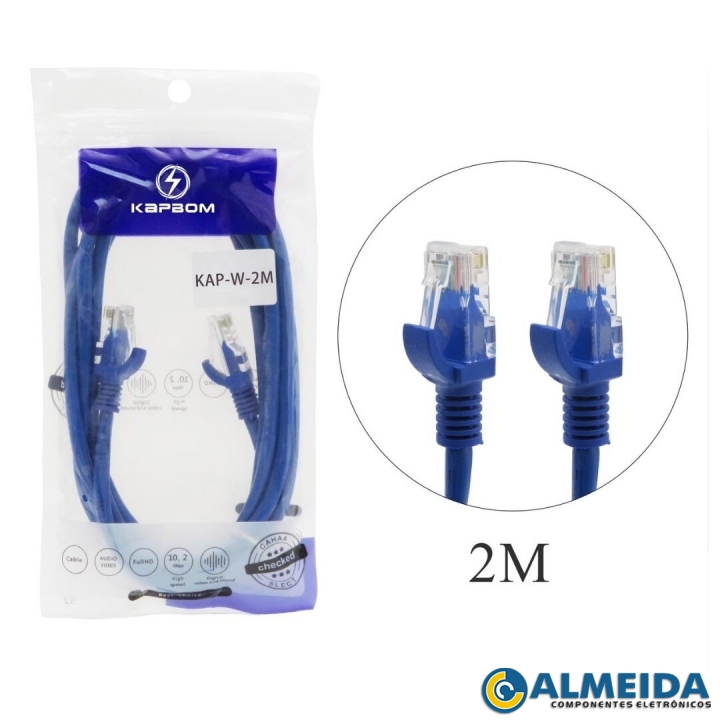 CABO DE REDE CAT5E RJ45 2 METROS KAP-W-2M KAPBOM