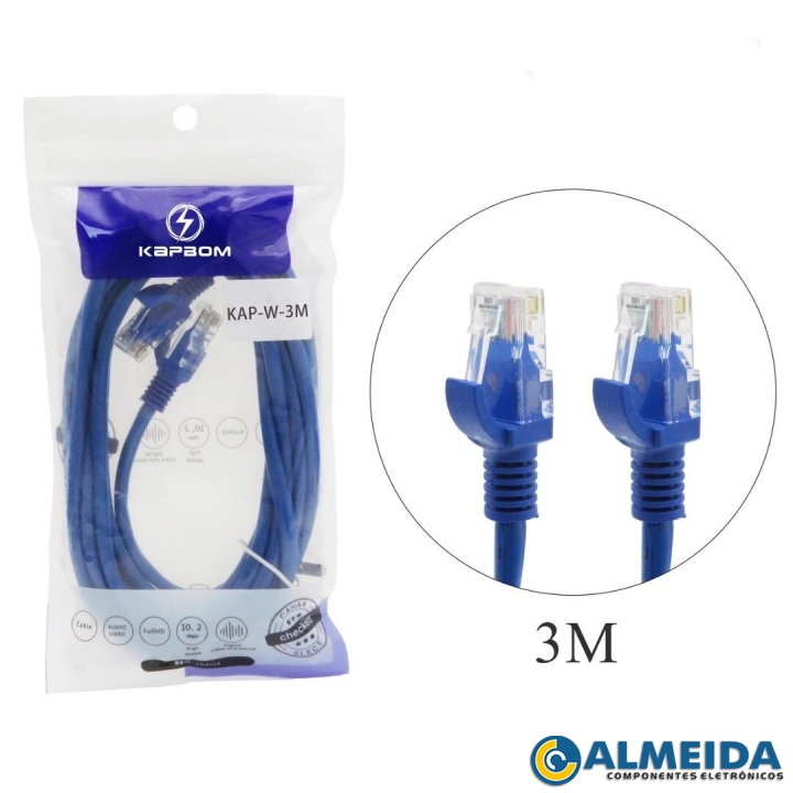 CABO DE REDE CAT5E RJ45 3 METROS LE 302 IT-BLUE