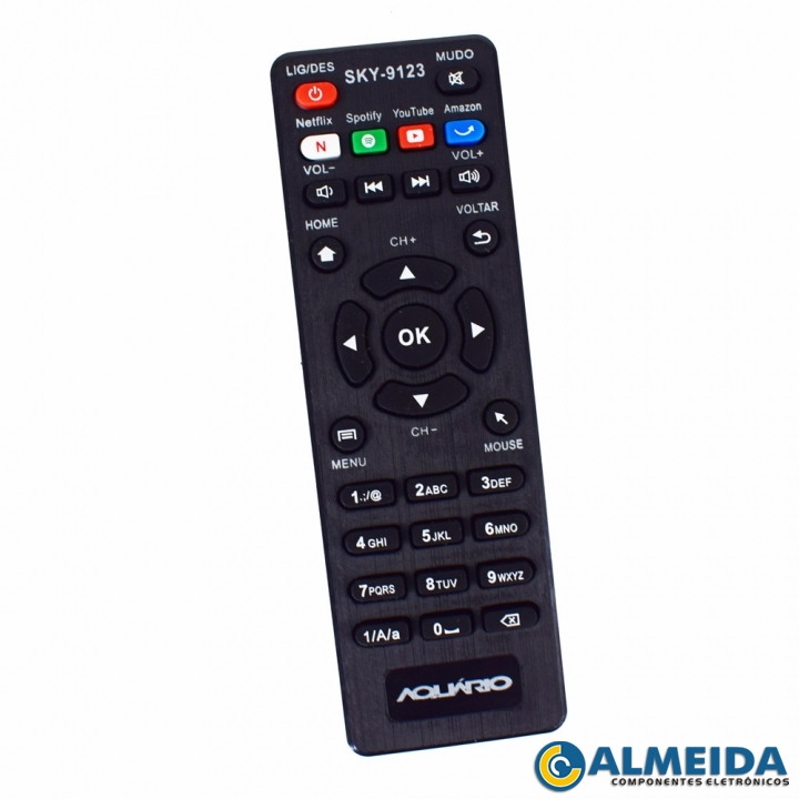 CONTROLE SMART TV BOX AQUARIO 4K NETFLIX/AMAZON/YOUTUBE SKY-9123