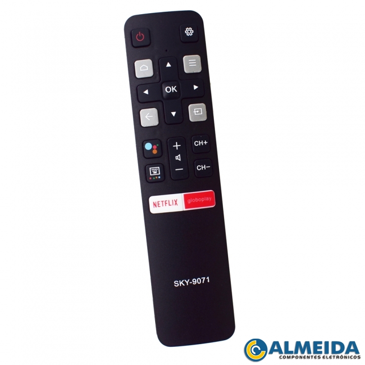 CONTROLE LCD TCL 4K NETFLIX/GLOBOPLAY S/ COMANDO DE VOZ SKY-9071