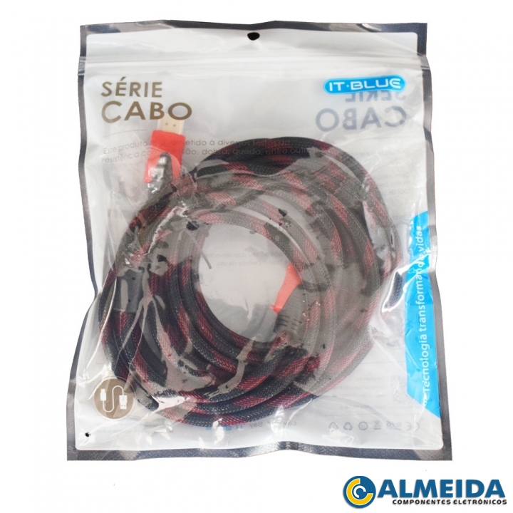 CABO HDMI 1.4 FULL HD 1080P C/FILTRO 5 METROS MALHA IT-BLUE