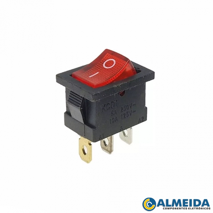 CHAVE GANGORRA KCD1-102N 3 TERM. C/ LED VERMELHO 2CX1.5LX1.6A CM