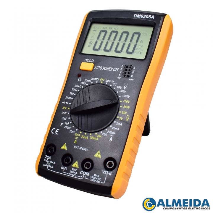 MULTIMETRO DIGITAL DT-9205A PROFISSIONAL C/ CAPACIMETRO XT-DM9205A