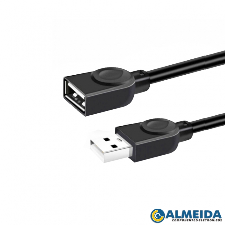 CABO USB EXTENSOR A MACHO + A FEMEA 2.0 3 METROS PRETO