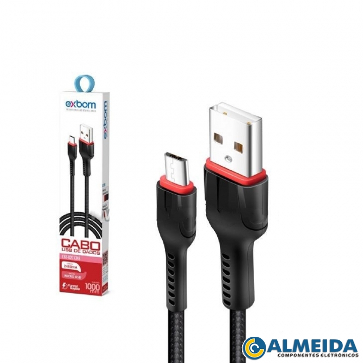 CABO USB MICRO USB V8 2.4A CARREGA RAPIDO 1MT CBX-U2C13V8 EXBOM