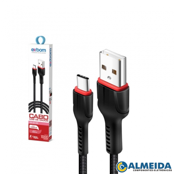 CABO USB TIPO C CARREGA RAPIDO 2.4A 1MT CBX-U2C13TC EXBOM