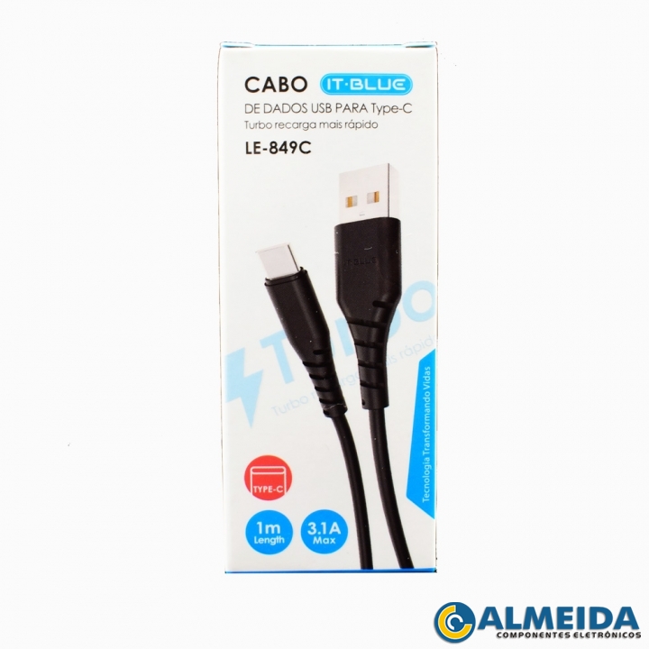 CABO USB TIPO C TURBO 3.1A 1MT LE-849C IT-BLUE