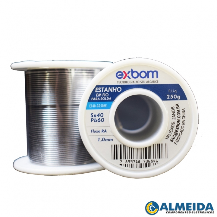 SOLDA EXBOM ROLO 40SN/60PB 250 GRAMAS (1,0MM)