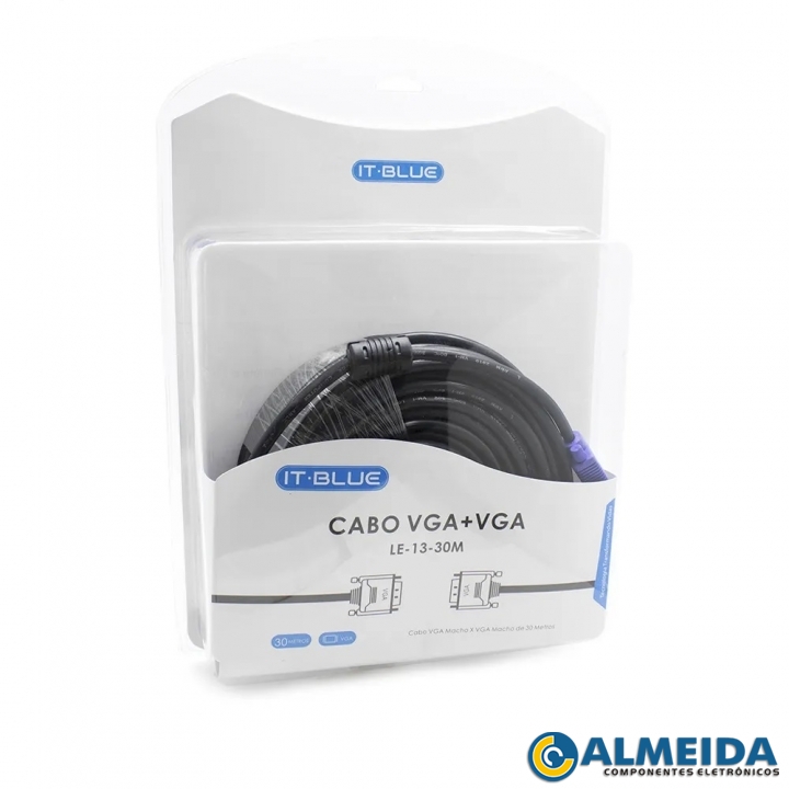 CABO VGA DB15 X DB15 MACHO 30 METROS LE-13 IT-BLUE