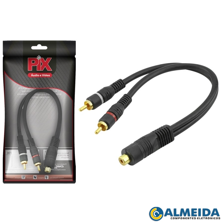 CABO Y 2RCA MACHO + 1RCA FEMEA 25CM 5MM PIX