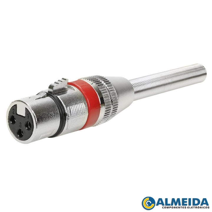 CONECTOR XLR CANON FEMEA 3 POLOS C/ MOLA PROFISSIONAL CHIP SCE