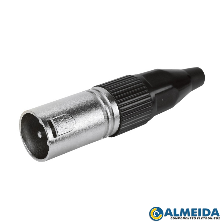 CONECTOR XLR CANON MACHO 3 POLOS PRETO CHIP SCE