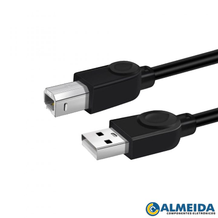 CABO USB A MACHO + B MACHO 2.0 IMPRESSORA 1,5 METROS PRETO