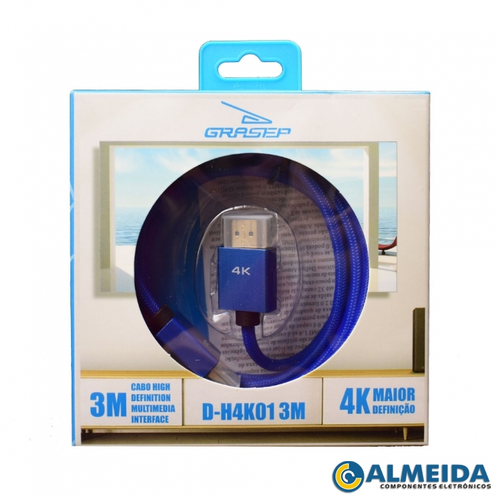 CABO HDMI 2.0 ULTRA HD 4K D-4K01 3 METROS GRASEP