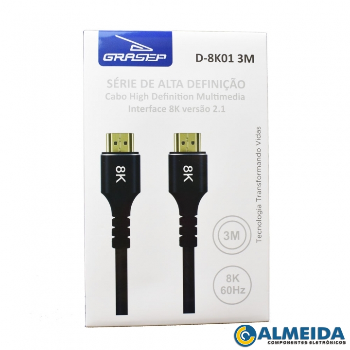 CABO HDMI 2.1 ULTRA HD 8K 3 METROS D-8K01 GRASEP