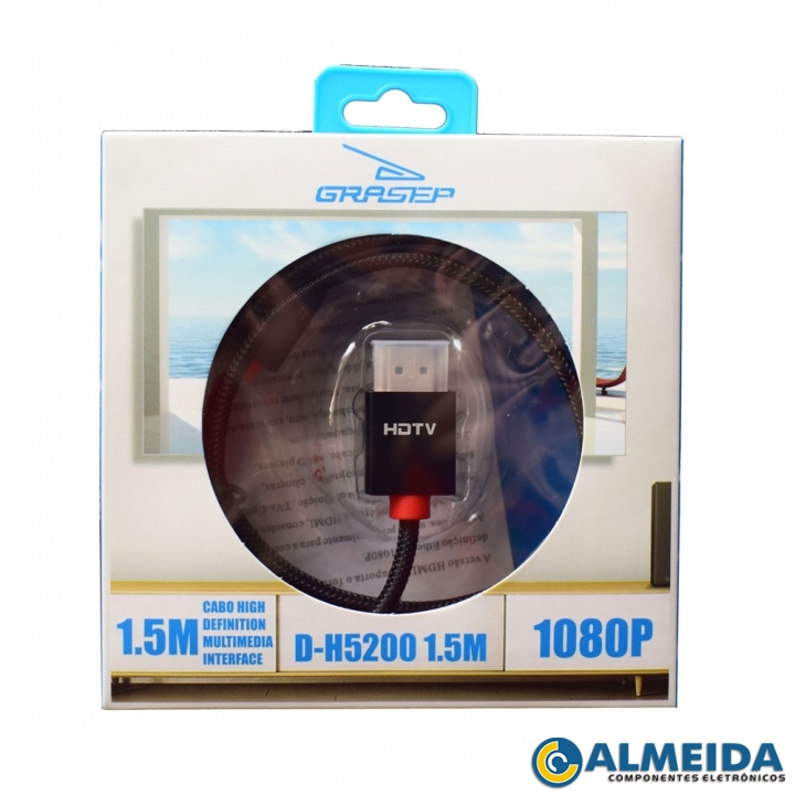 CABO HDMI 1.4 FULL HD 1080P S/ FILTRO 1,5 METROS D-H5200 GRASEP