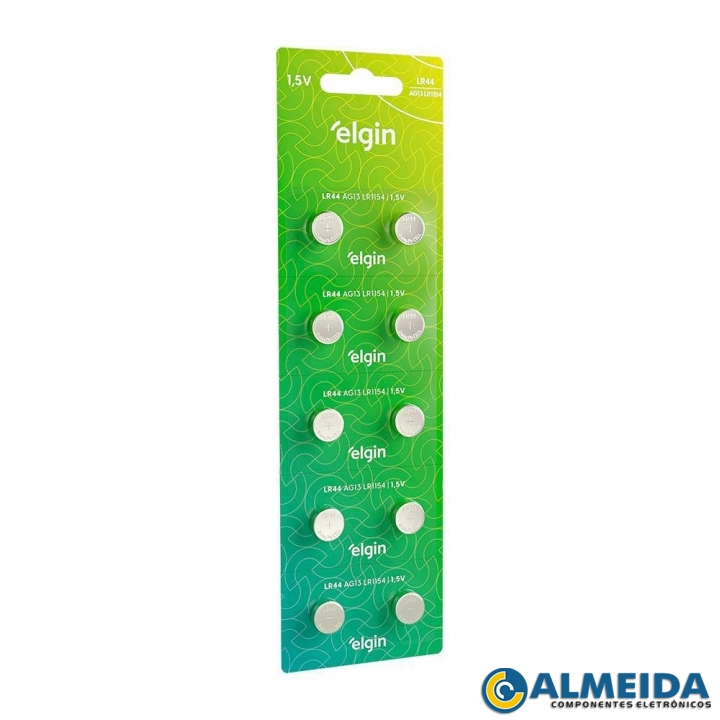 BATERIA LR44 AG13 LR1154 1,5V ELGIN (CARTELA 10 PCS)