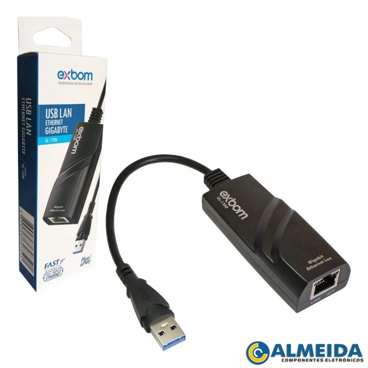 ADAPTADOR USB 3.0 PARA RJ45 GIGABYTE 10/100/1000 UL-1200 EXBOM