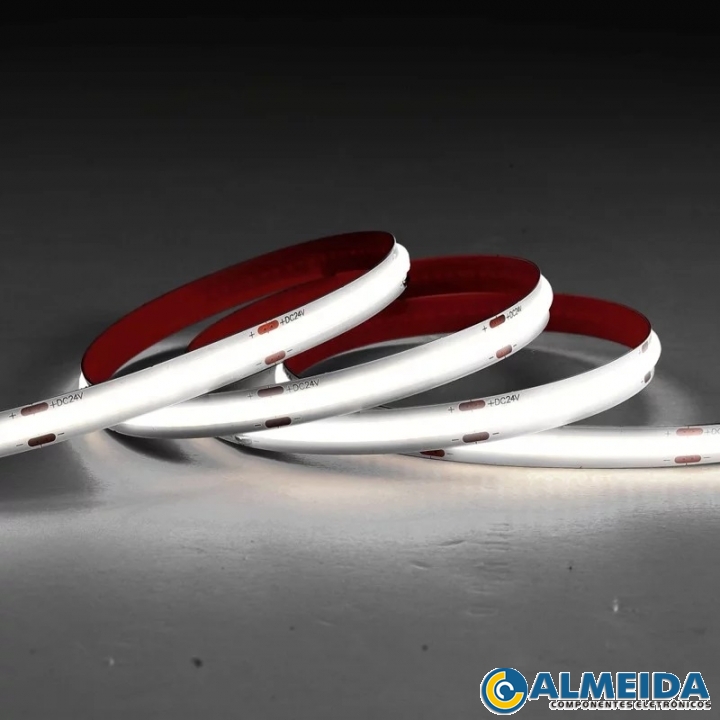 FITA LED 12V COB BRANCO FRIO 6500K IP65 1600 LEDS 5 METROS
