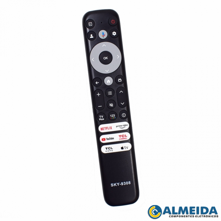 CONTROLE LCD TCL 4K QLED NETFLIX/PRIME/YOUTUBE/APPLE TV SKY-9308