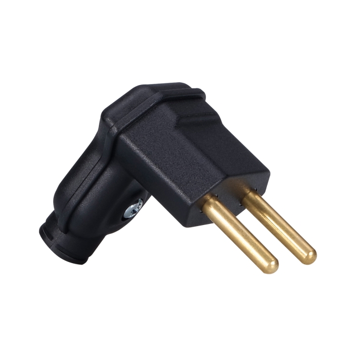 PLUGUE MACHO 2 PINOS 10A 90 GRAUS PLD6-2 PRETO MARGIRIUS