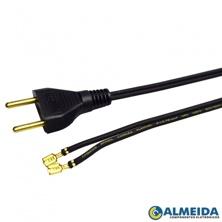 CORDAO DE FERRO 2X0.75MM 1.80MTS ENCAIXE PRETO CONDUPAR