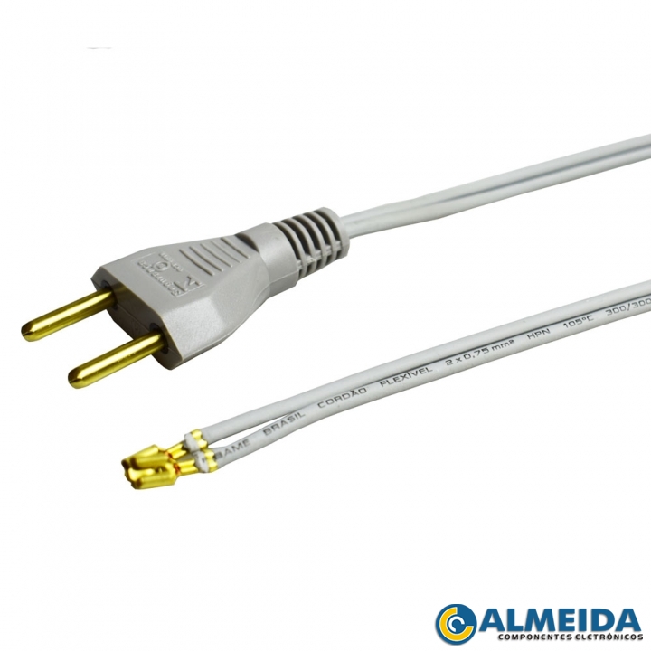 CORDAO DE FERRO 2X0.75MM 2.50MTS ENCAIXE CINZA ARBAME