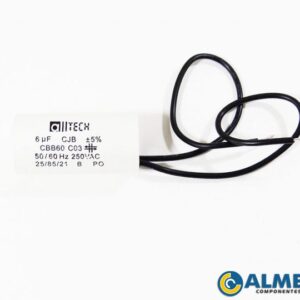 CAPACITOR DE PARTIDA P/ MOTOR 6UF 250VAC 2 FIOS ALLTECH