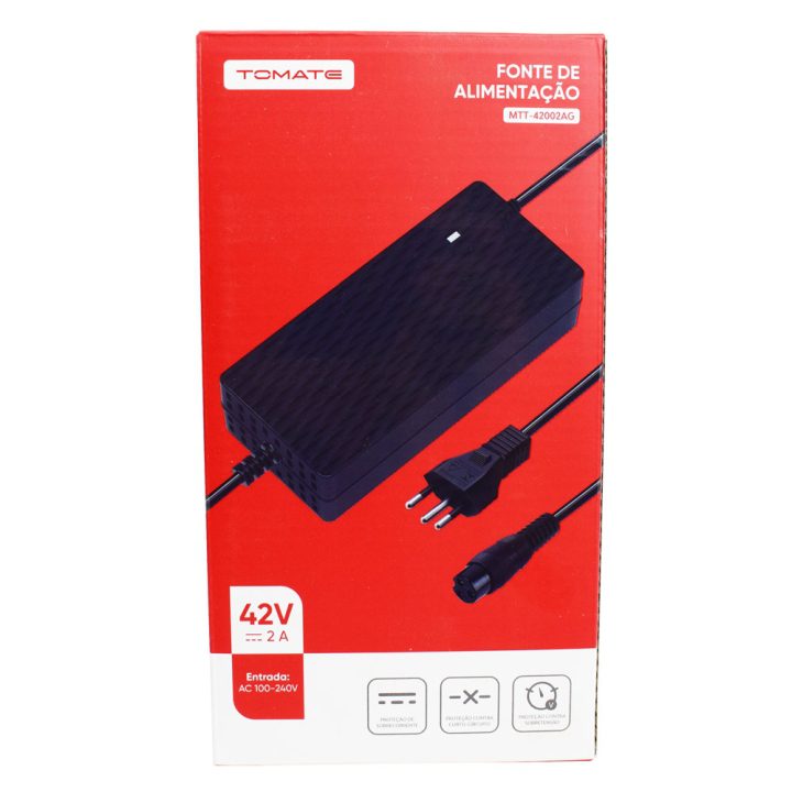 FONTE CARREGADOR 42V 2A PLUG 3 PINOS MTT-42002AG TOMATE