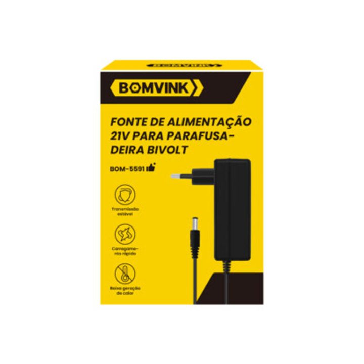 FONTE 21V 1A PARA PARAFUSADEIRA 5.5X2.5MM BOM-5591 BOMVINK