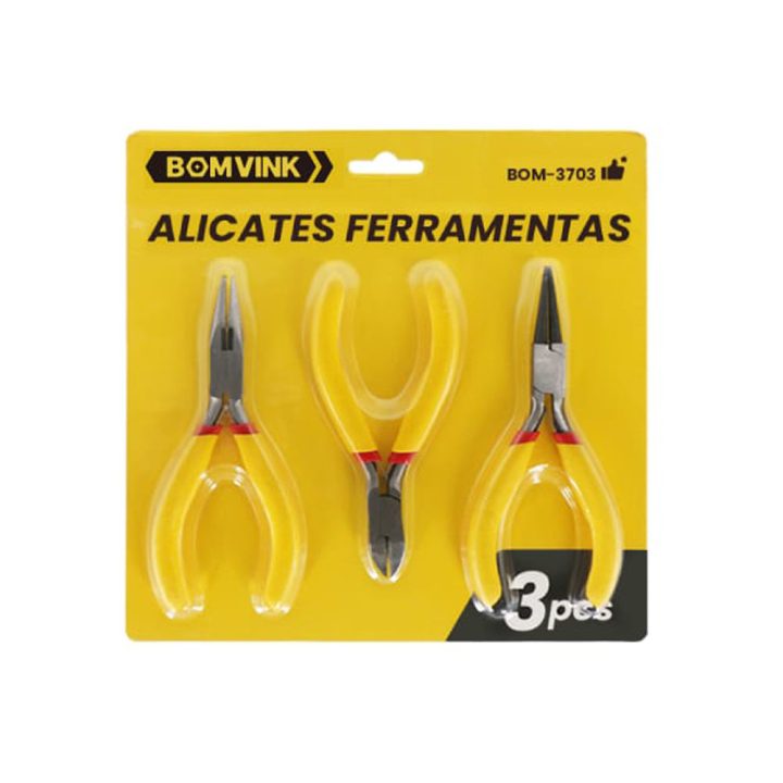KIT MINI ALICATES MEIA CANA CORTE REDONDO BOM-3703 BOMVINK