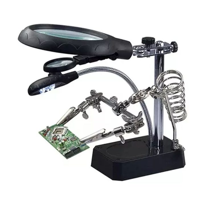 LUPA DE MESA C/ GARRA 2 LENTES AUXILIARES 5 LED LE-2073 IT-BLUE