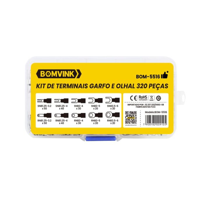 KIT DE TERMINAIS GARFO E OLHAL 320 PECAS BOM-5516 BOMVINK