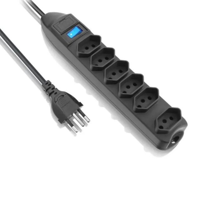 FILTRO DE LINHA 6 TOMADAS 10A COM CHAVE 1,5MTS SL7606 PRETO KNUP