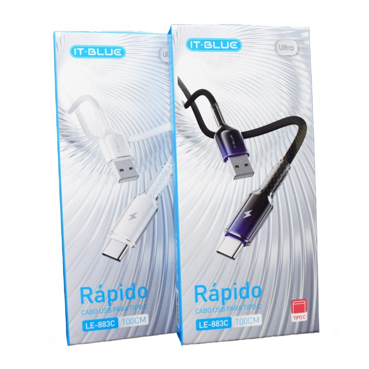 CABO USB TIPO C CARREGAMENTO RAPIDO 3A ULTRA 1 MT LE-883C IT-BLUE