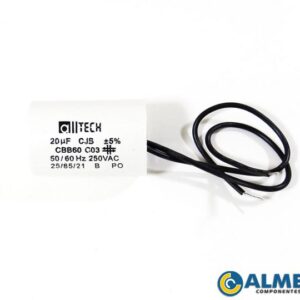 CAPACITOR DE PARTIDA P/ MOTOR 20UF 250VAC 2 FIOS