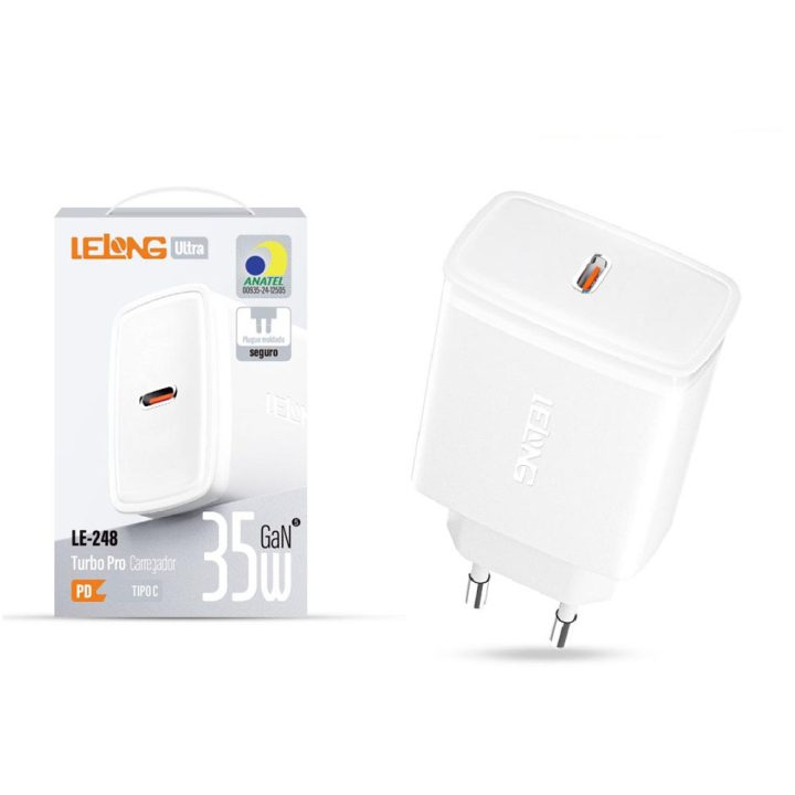 CARREGADOR USB-C 35W GAN 5V 3A/9V 2A/12V 2.5A LE-248 IT-BLUE