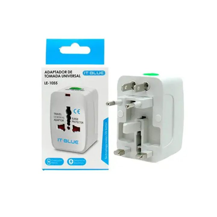 ADAPTADOR UNIVERSAL DE TOMADA EUROPEU/AMERICANO LE-1055 IT-BLUE