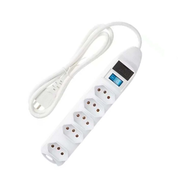 FILTRO DE LINHA 5 TOMADAS 10A COM CHAVE 1,5MTS SL7605 BRANCO KNUP