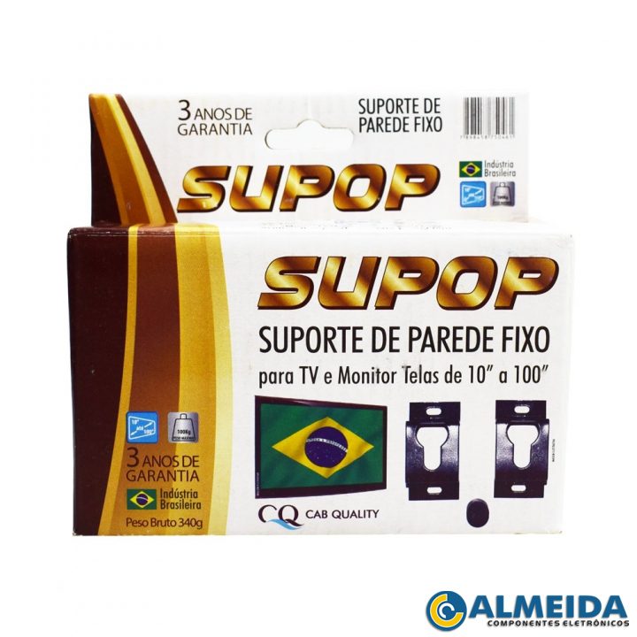 SUPORTE FIXO PARA TV UNIVERSAL 10 A 100 C/ M4 SUPOP QUALITY
