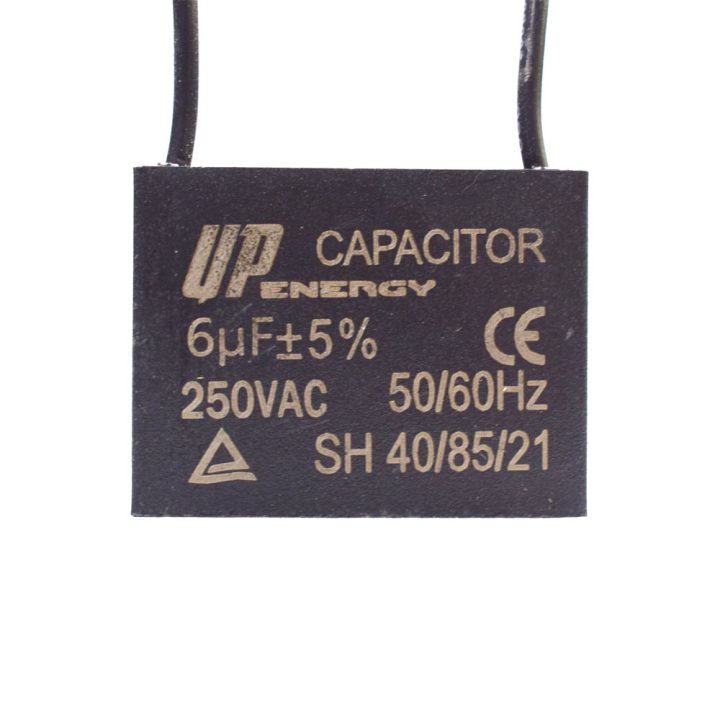 CAPACITOR DE PARTIDA P/ MOTOR 6UF 250VAC CBBB61 2 FIOS C/ ABA