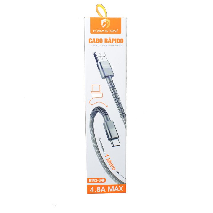 CABO USB MICRO USB V8 CARGA RAPIDA 4.8A 1 METRO H143-1 H-MASTON