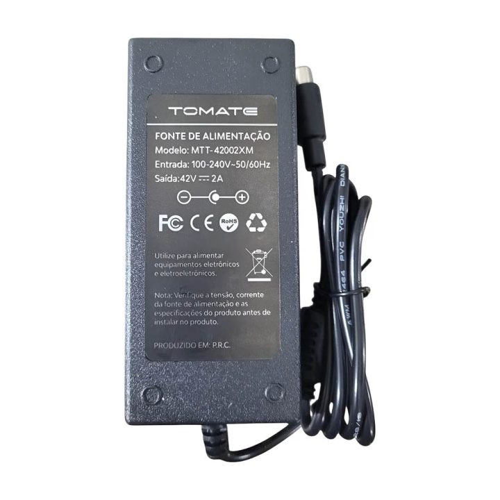 CARREGADOR 42V 2A PLUG 8MM PATINETE MTT-42002XM TOMATE