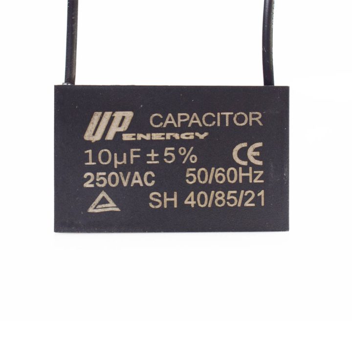 CAPACITOR DE PARTIDA P/ MOTOR 10UF 250VAC CBBB61 2 FIOS C/ ABA