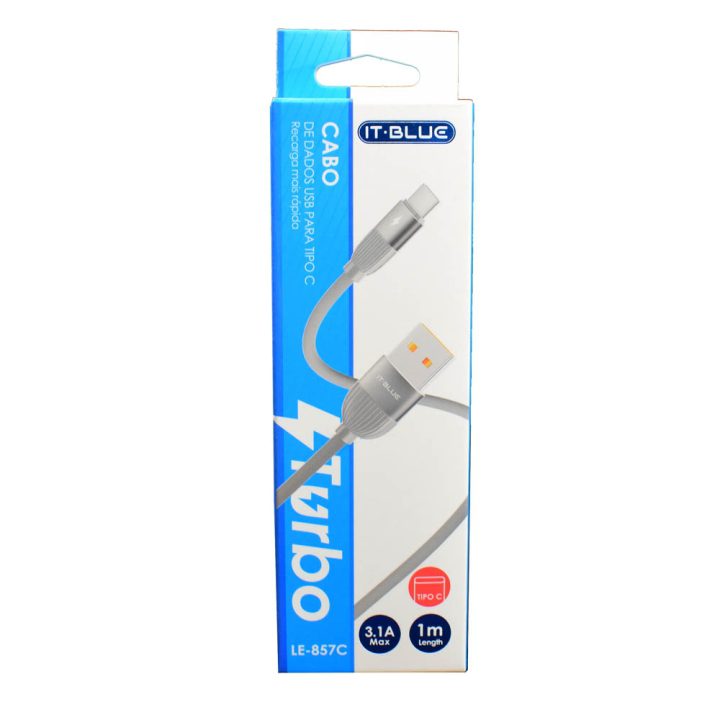 CABO USB TIPO C CARGA RAPIDA 3.1A 1MT LE-857C IT-BLUE