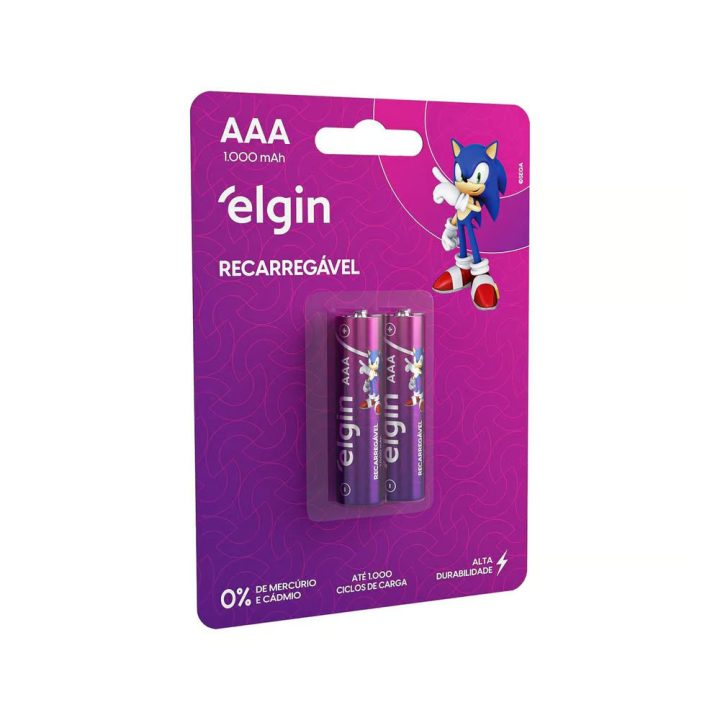 PILHA RECARREGAVEL AAA 1000MAH ELGIN (BLIST. 2 PCS)