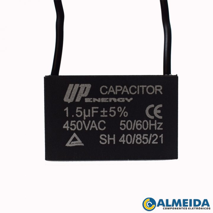 CAPACITOR DE PARTIDA P/ MOTOR 1,5UF 450VAC CBBB61 2 FIOS C/ ABA