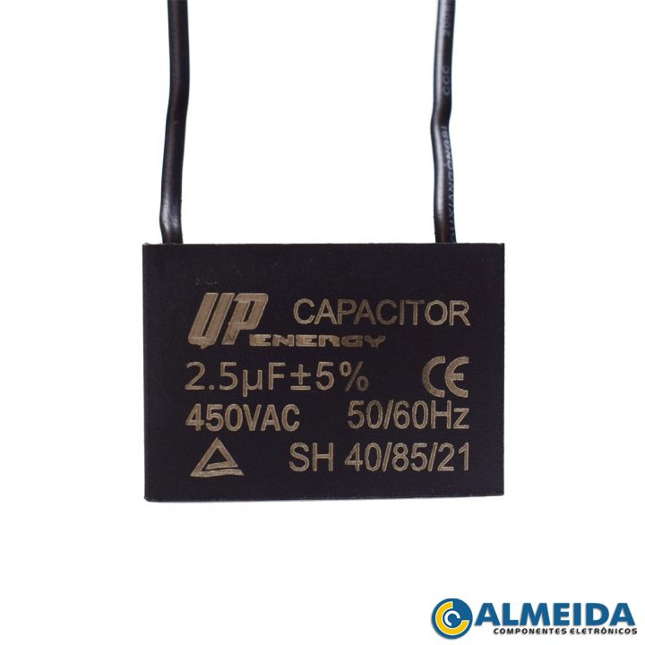 CAPACITOR DE PARTIDA P/ MOTOR 2,5UF 450VAC CBBB61 2 FIOS C/ ABA