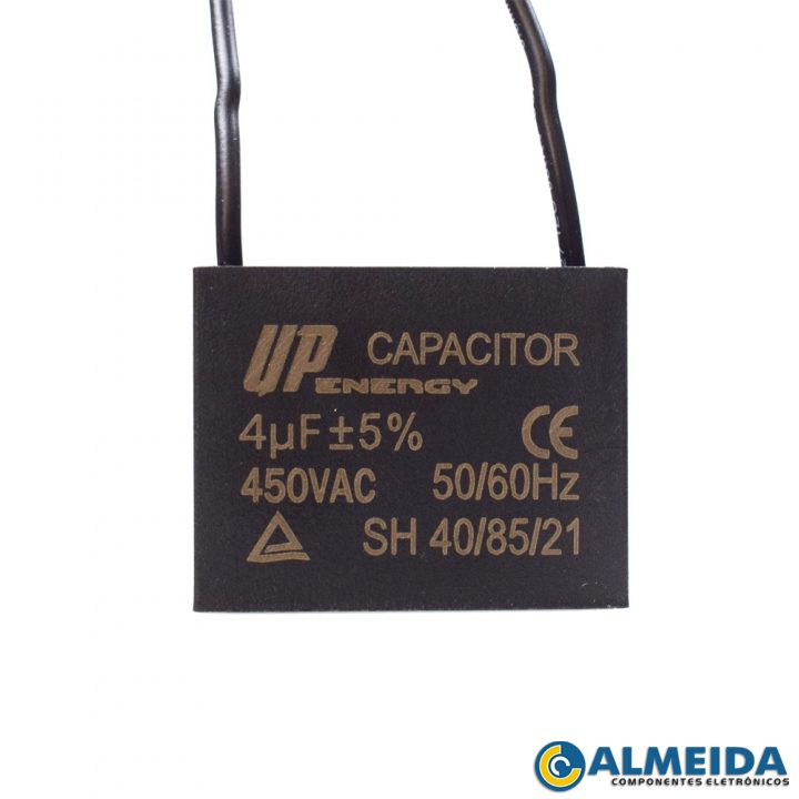 CAPACITOR DE PARTIDA P/ MOTOR 4UF 450VAC CBBB61 2 FIOS C/ ABA