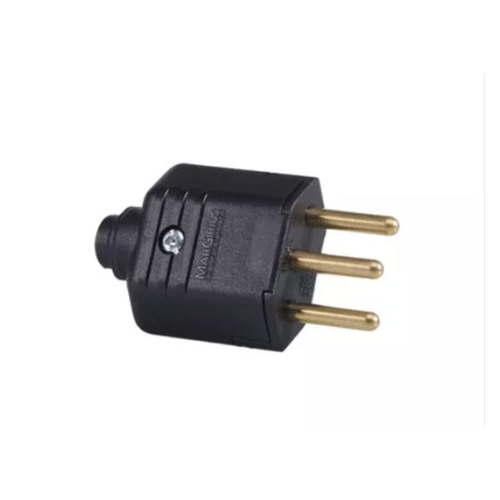 PLUGUE MACHO 3 PINOS 10A 180 GRAUS PLD1-3 PRETO MARGIRIUS